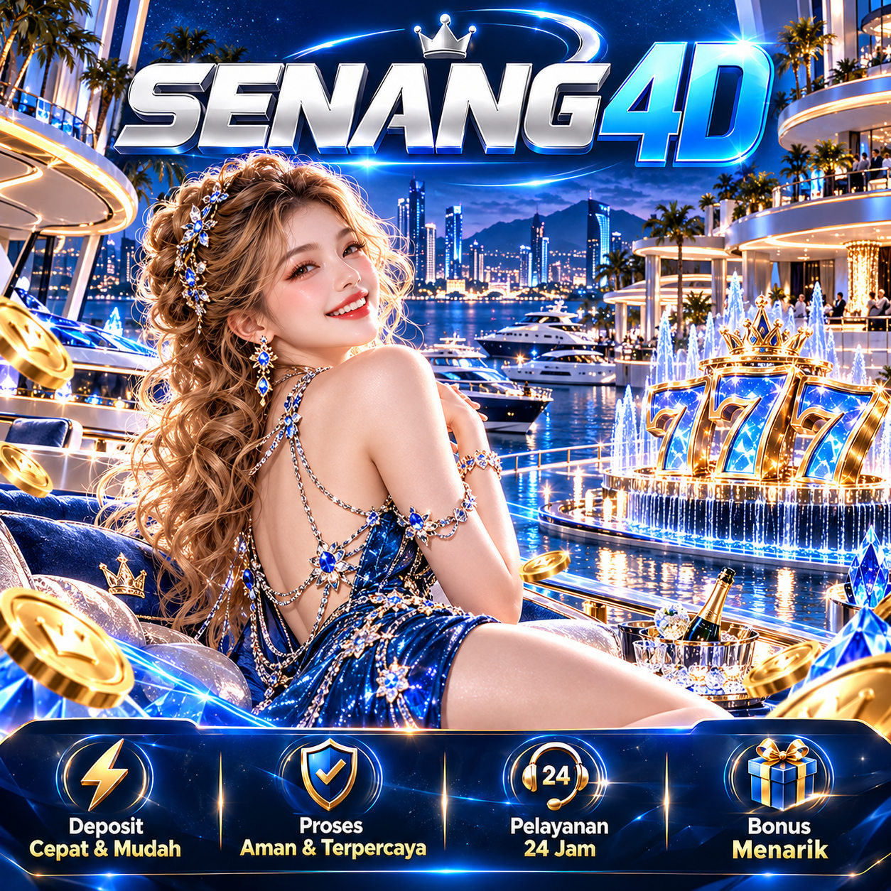 Banner SENANG4D LIVE — ilustrasi visual biru
